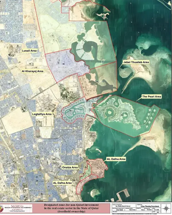Map of freehold eligibility areas in Qatar