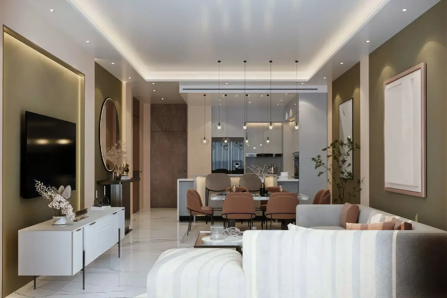 Living room option 1 of Vera Tower in Qatar's Lusail Waterfront