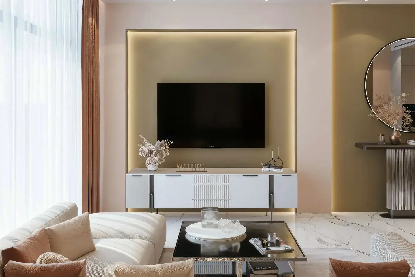 Living room option 2 of Vera Tower in Qatar's Lusail Waterfront